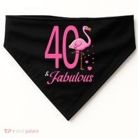 40 & Fabulous Flamingo Birthday 40th Party Celebration USA-Made Doggie Bandana thumb 0
