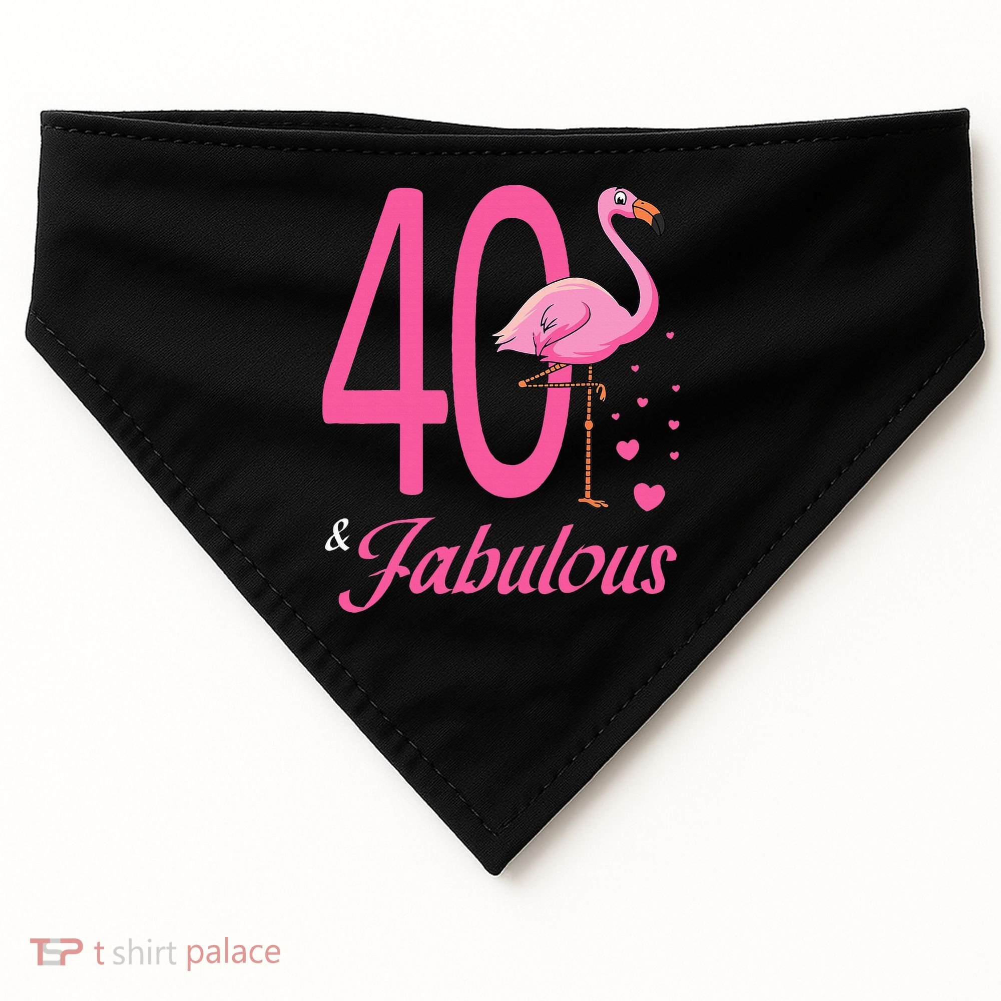 40 & Fabulous Flamingo Birthday 40th Party Celebration USA-Made Doggie Bandana