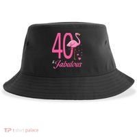 40 & Fabulous Flamingo Birthday 40th Party Celebration Sustainable Bucket Hat thumb 0
