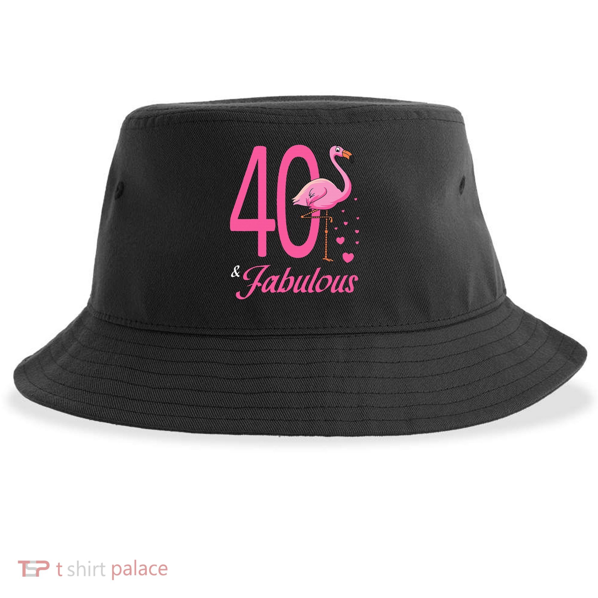 40 & Fabulous Flamingo Birthday 40th Party Celebration Sustainable Bucket Hat