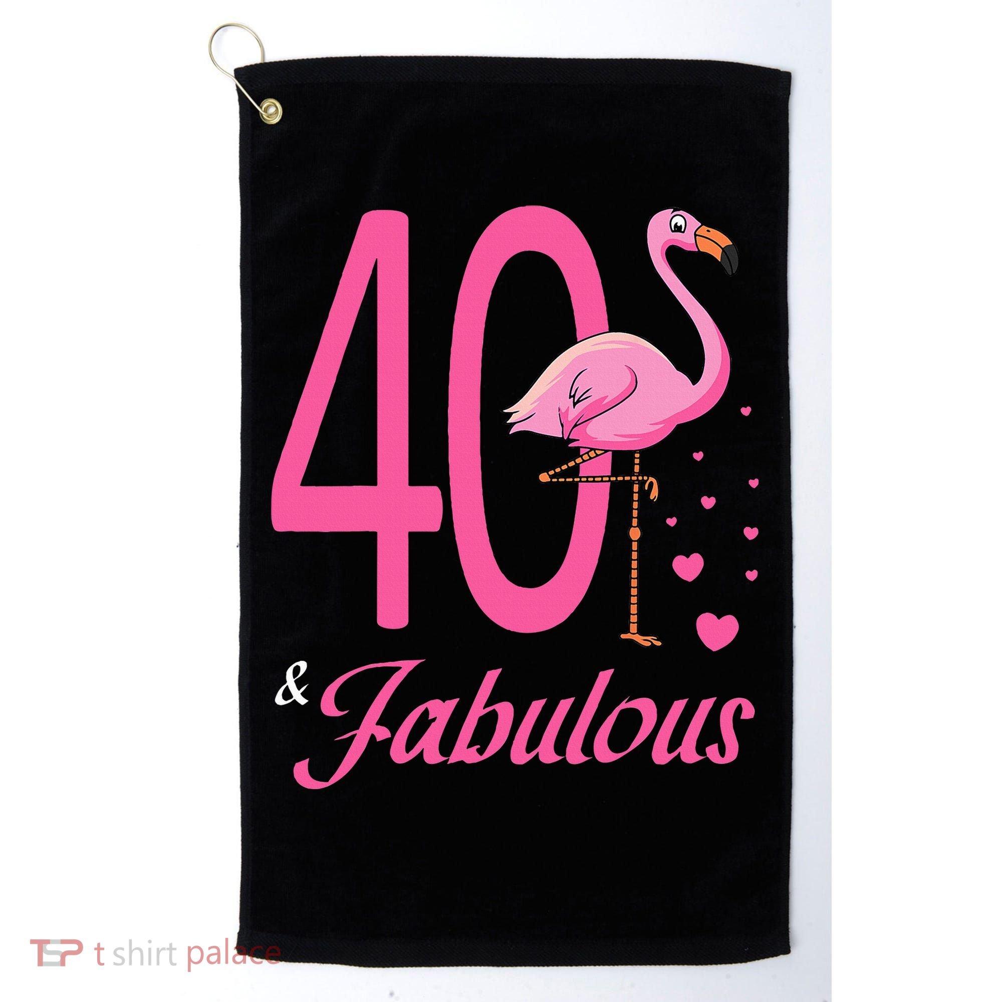 40 & Fabulous Flamingo Birthday 40th Party Celebration Golf Towel