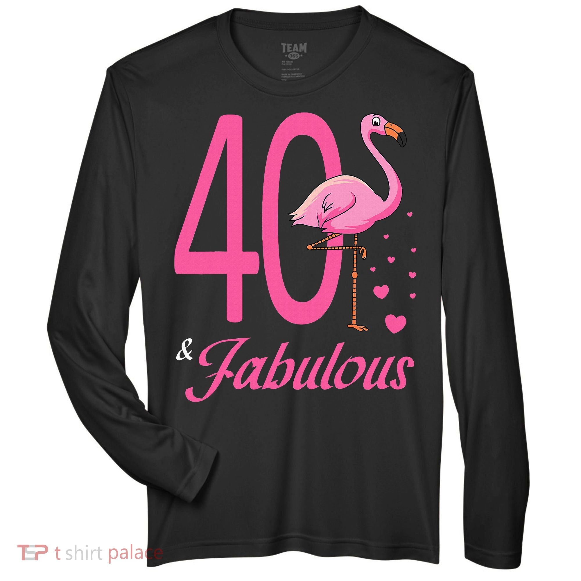 40 & Fabulous Flamingo Birthday 40th Party Celebration Zone Performance Long-Sleeve T-Shirt