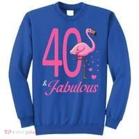 40 & Fabulous Flamingo Birthday 40th Party Celebration Sweatshirt thumb 0