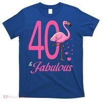 40 & Fabulous Flamingo Birthday 40th Party Celebration T-Shirt thumb 0