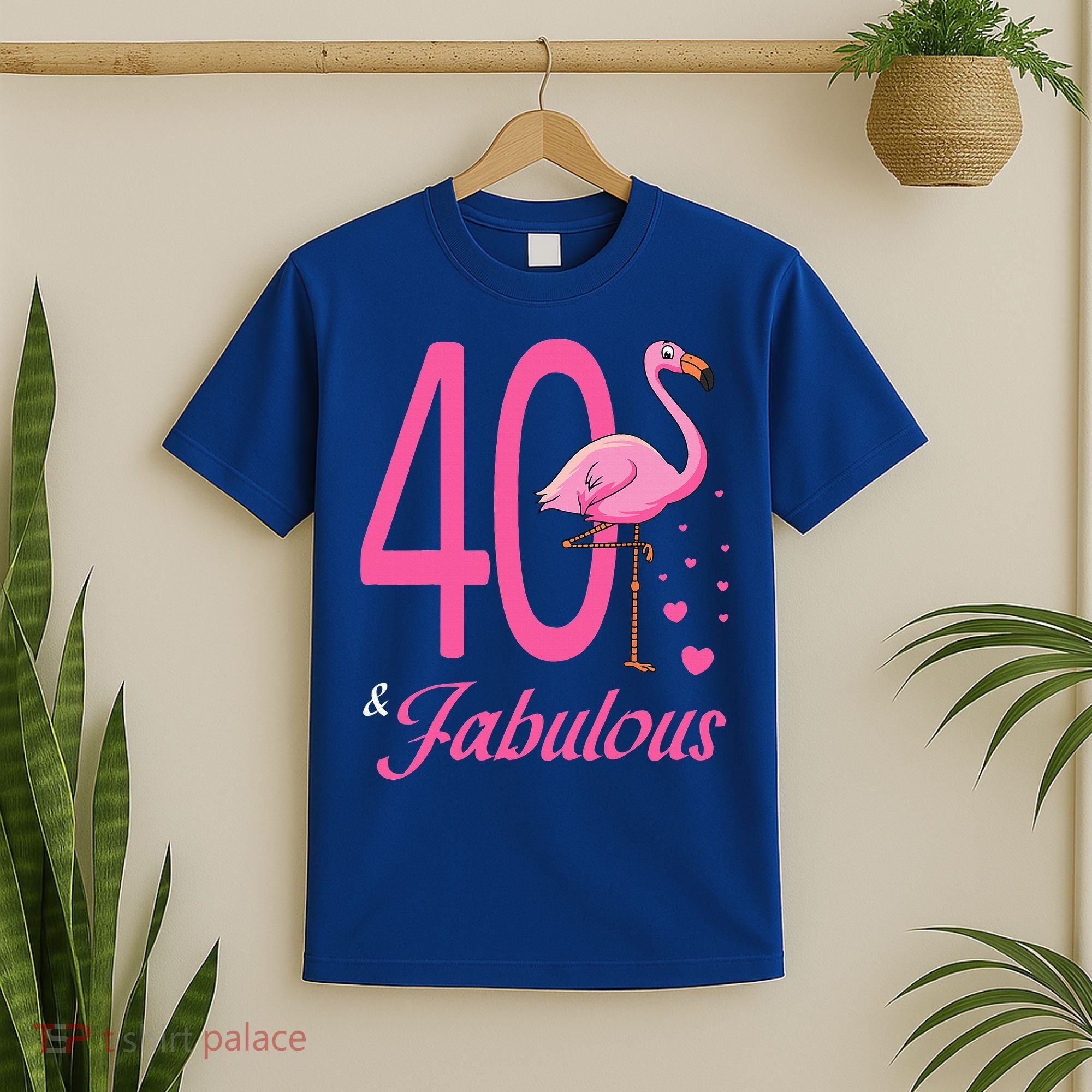 40 & Fabulous Flamingo Birthday 40th Party Celebration T-Shirt