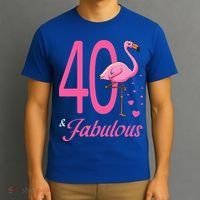 40 & Fabulous Flamingo Birthday 40th Party Celebration T-Shirt thumb 3