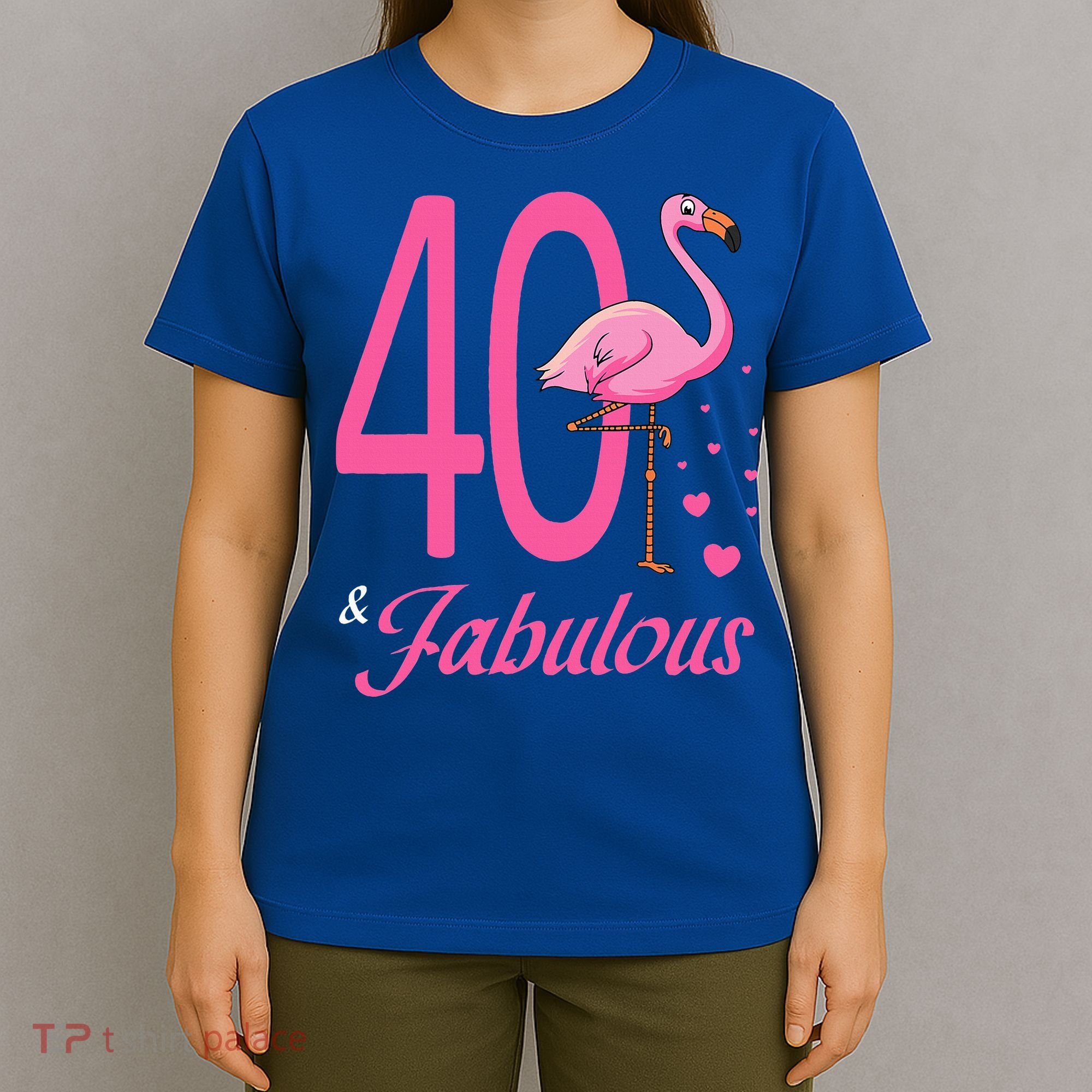 40 & Fabulous Flamingo Birthday 40th Party Celebration T-Shirt