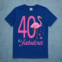 40 & Fabulous Flamingo Birthday 40th Party Celebration T-Shirt thumb 5