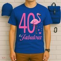 40 & Fabulous Flamingo Birthday 40th Party Celebration T-Shirt thumb 6