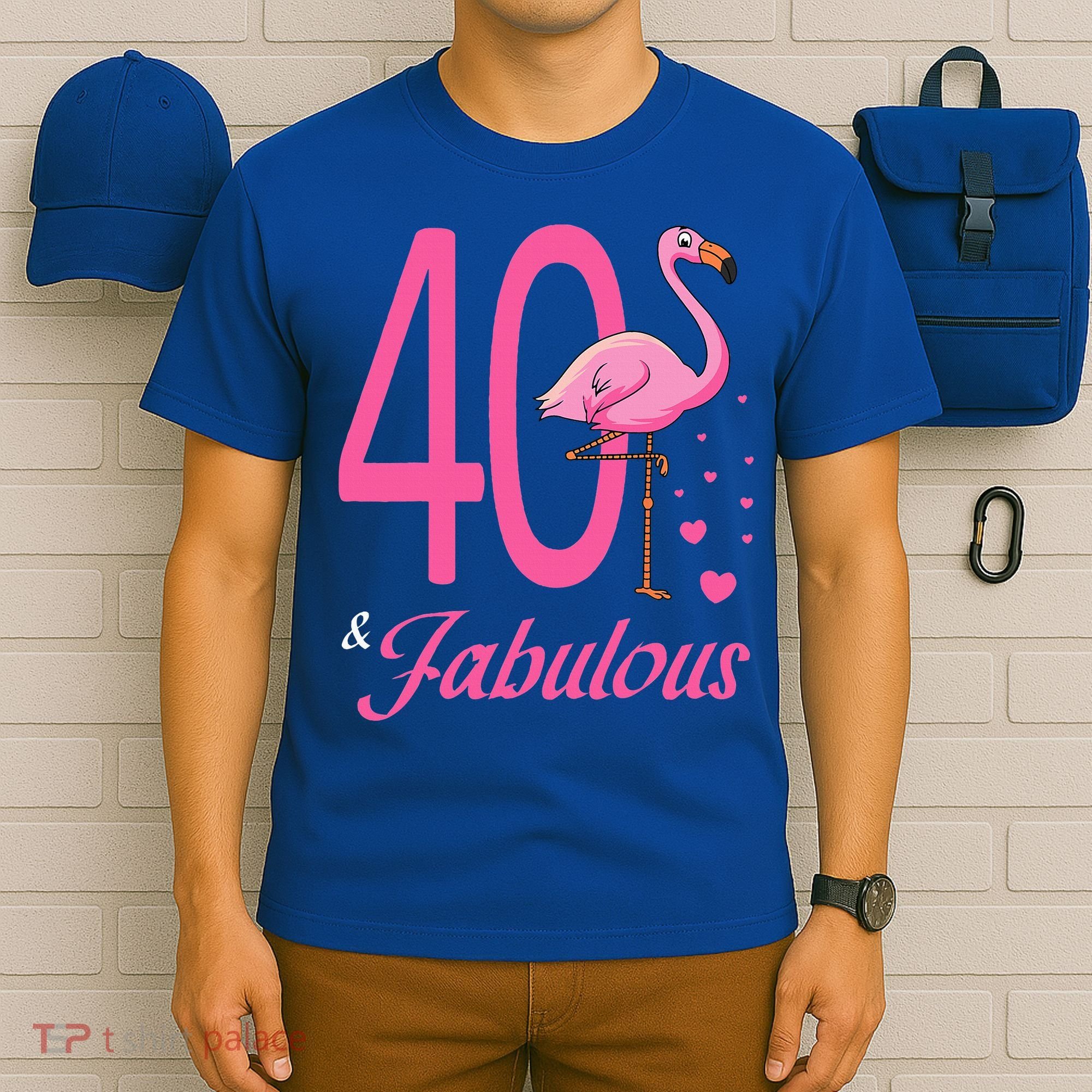 40 & Fabulous Flamingo Birthday 40th Party Celebration T-Shirt