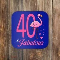 40 & Fabulous Flamingo Birthday 40th Party Celebration Coaster thumb 0