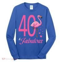40 & Fabulous Flamingo Birthday 40th Party Celebration Tall Long Sleeve Shirt thumb 0