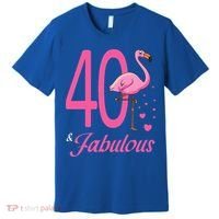 40 & Fabulous Flamingo Birthday 40th Party Celebration Premium T-Shirt thumb 0
