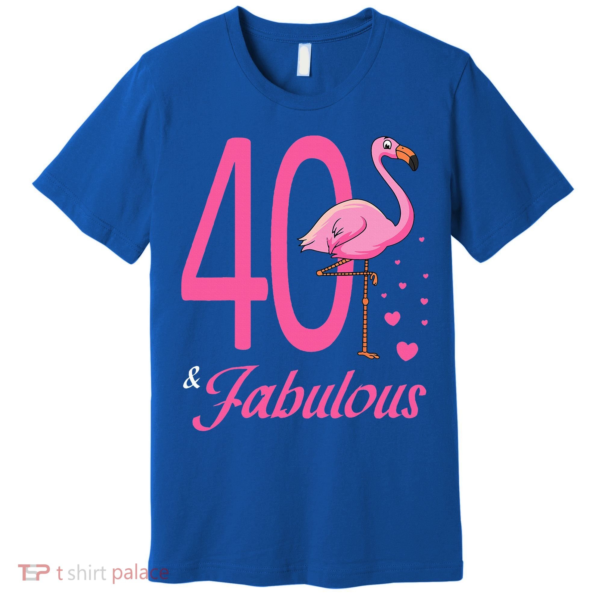 40 & Fabulous Flamingo Birthday 40th Party Celebration Premium T-Shirt