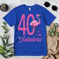 40 & Fabulous Flamingo Birthday 40th Party Celebration Premium T-Shirt thumb 2