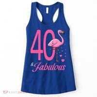 40 & Fabulous Flamingo Birthday 40th Party Celebration Women's Tank Top thumb 0
