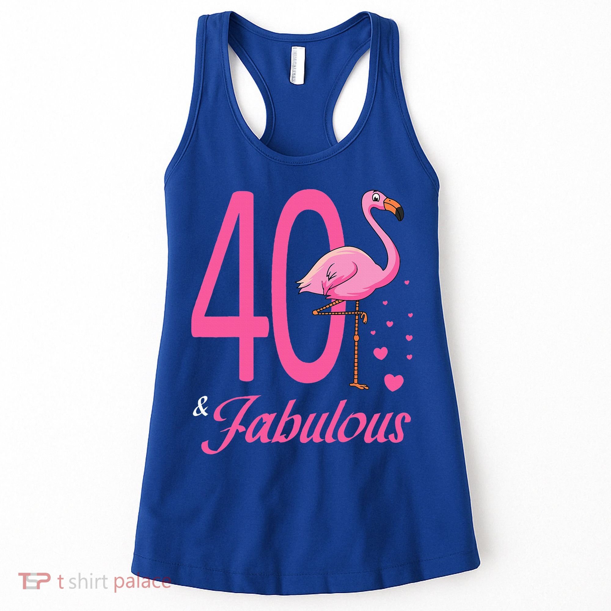 40 & Fabulous Flamingo Birthday 40th Party Celebration Women's Tank Top