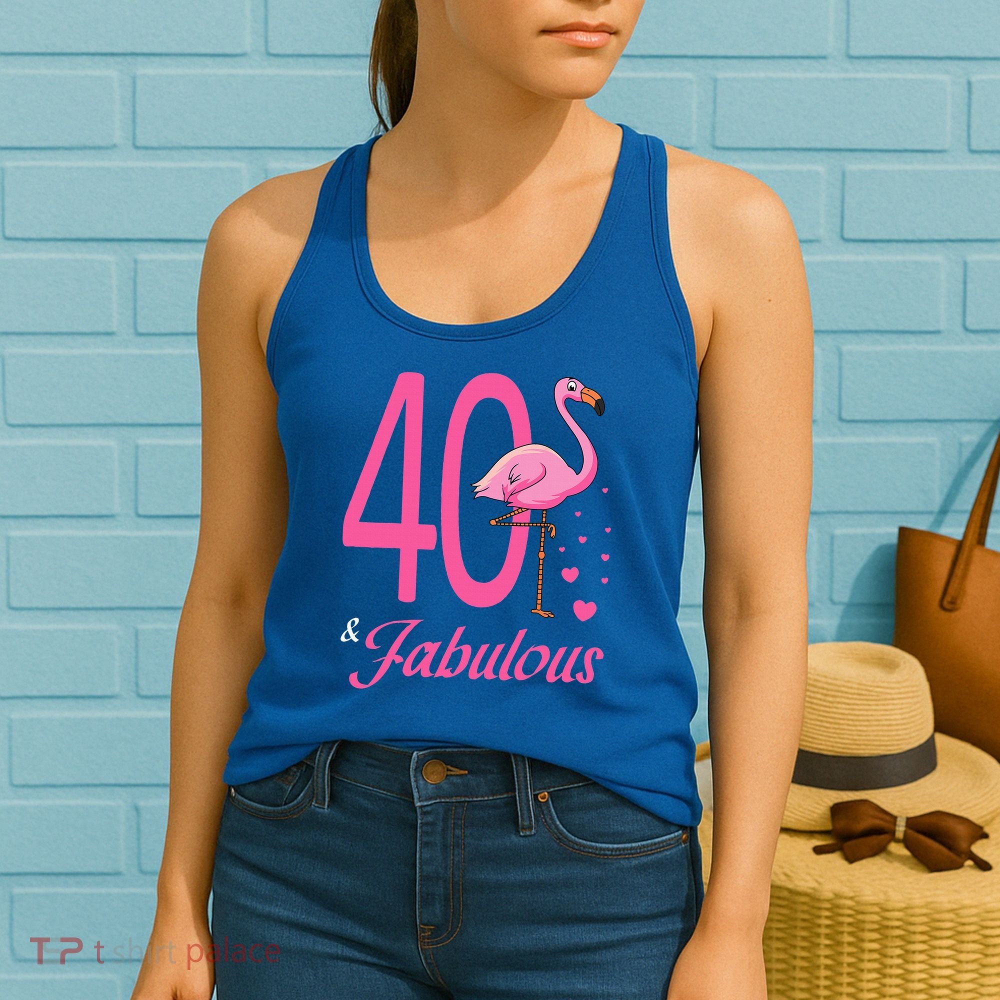 40 & Fabulous Flamingo Birthday 40th Party Celebration Women's Tank Top