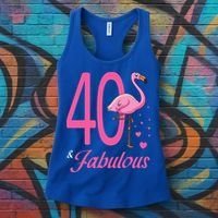 40 & Fabulous Flamingo Birthday 40th Party Celebration Women's Tank Top thumb 3