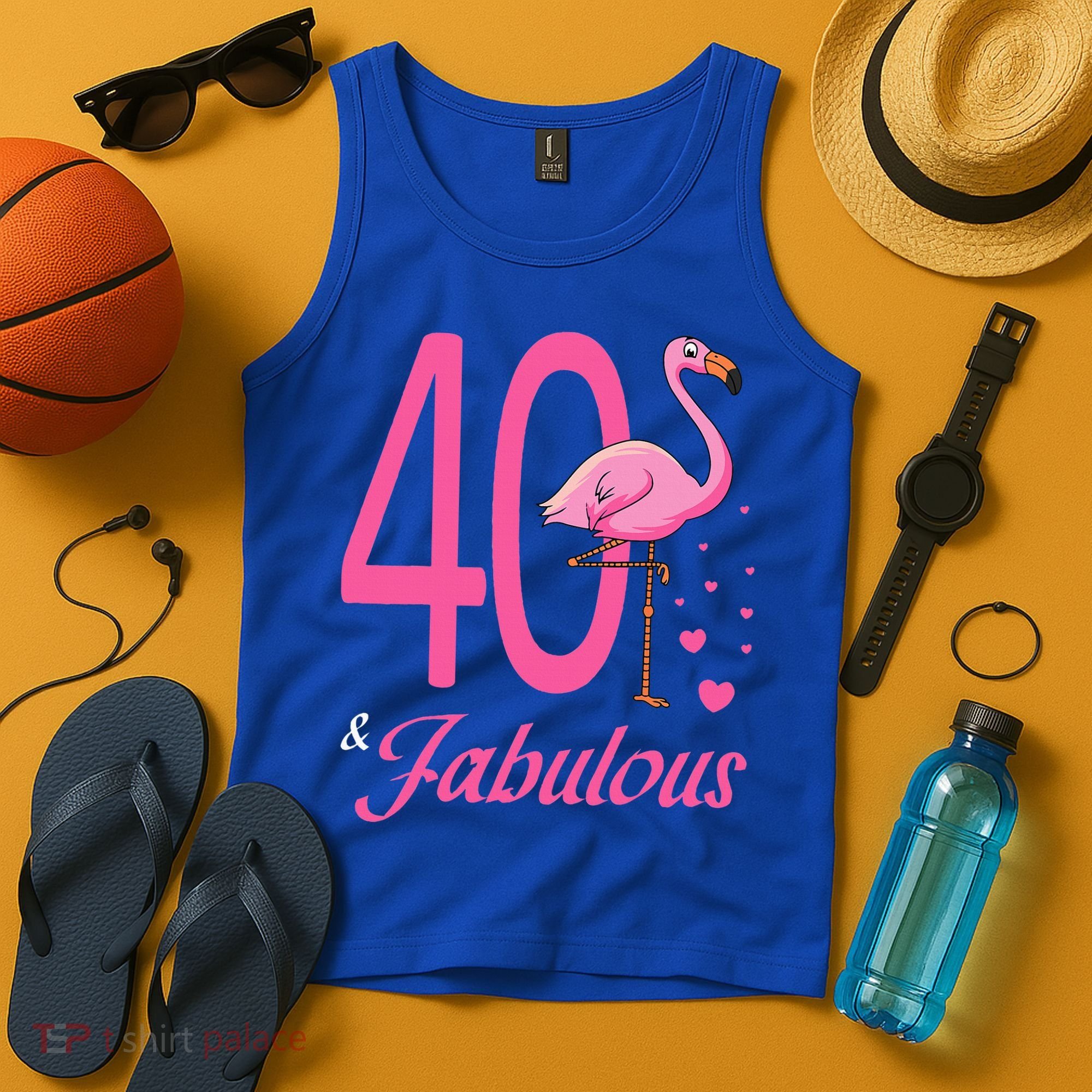 40 & Fabulous Flamingo Birthday 40th Party Celebration Tank Top