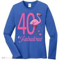 40 & Fabulous Flamingo Birthday 40th Party Celebration Women's Long Sleeve Shirt thumb 0