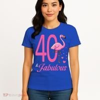 40 & Fabulous Flamingo Birthday 40th Party Celebration Women's T-Shirt thumb 4