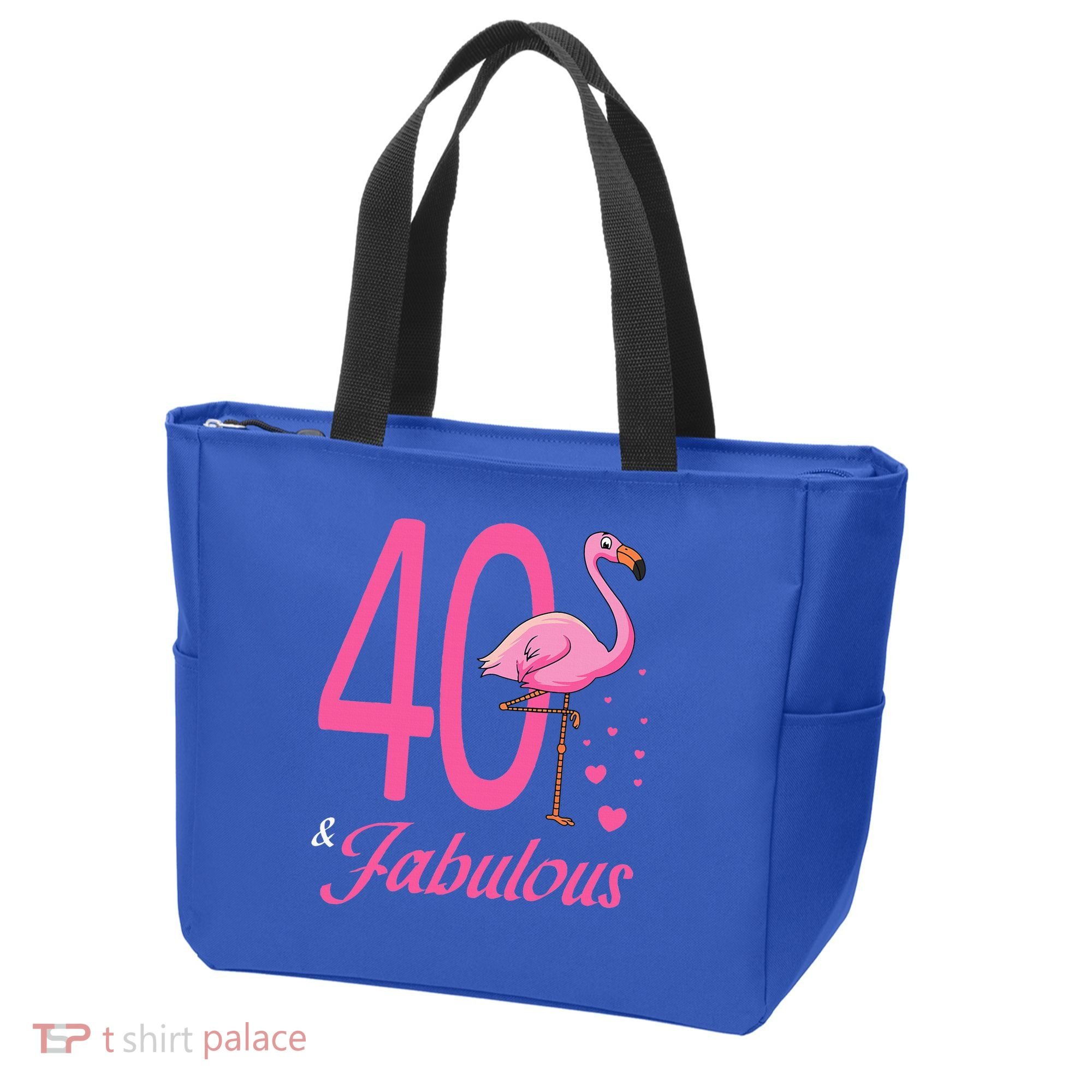 40 & Fabulous Flamingo Birthday 40th Party Celebration Tote Bag