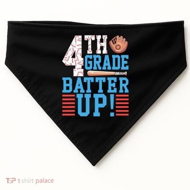 4th Grade Back To School 4th Grade Batter Up Baseball USA-Made Doggie Bandana