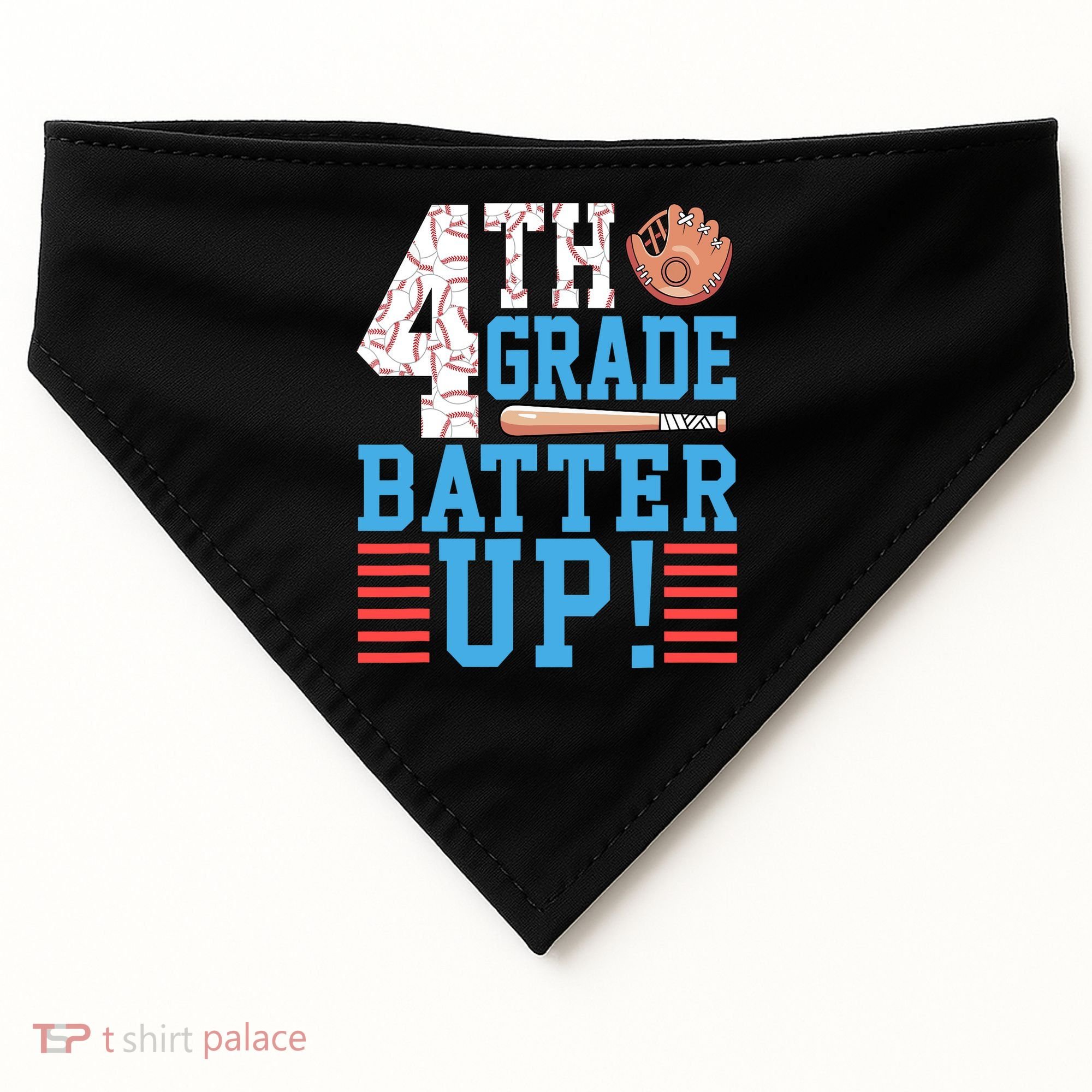 4th Grade Back To School 4th Grade Batter Up Baseball USA-Made Doggie Bandana