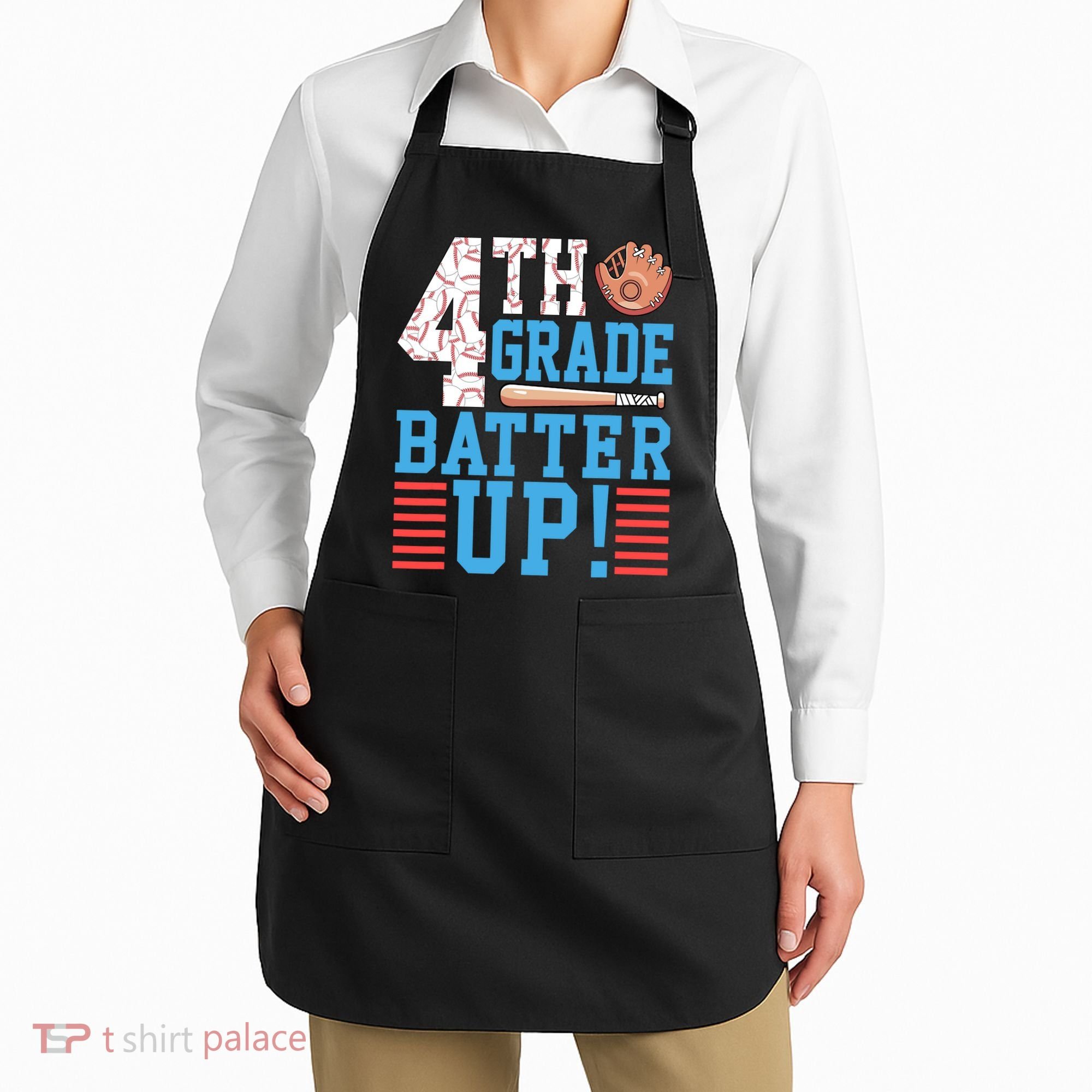 4th Grade Back To School 4th Grade Batter Up Baseball Apron