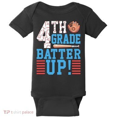 4th Grade Back To School 4th Grade Batter Up Baseball Baby Bodysuit