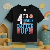4th Grade Back To School 4th Grade Batter Up Baseball Toddler T-Shirt thumb 3