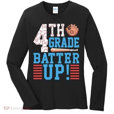 4th Grade Back To School 4th Grade Batter Up Baseball Women's Long Sleeve Shirt
