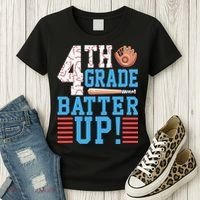 4th Grade Back To School 4th Grade Batter Up Baseball Women's T-Shirt thumb 3