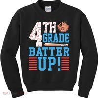 4th Grade Back To School 4th Grade Batter Up Baseball Kids Sweatshirt thumb 0
