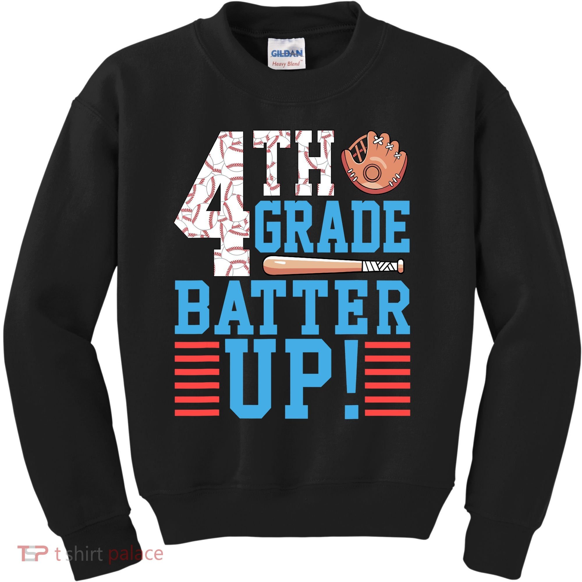 4th Grade Back To School 4th Grade Batter Up Baseball Kids Sweatshirt