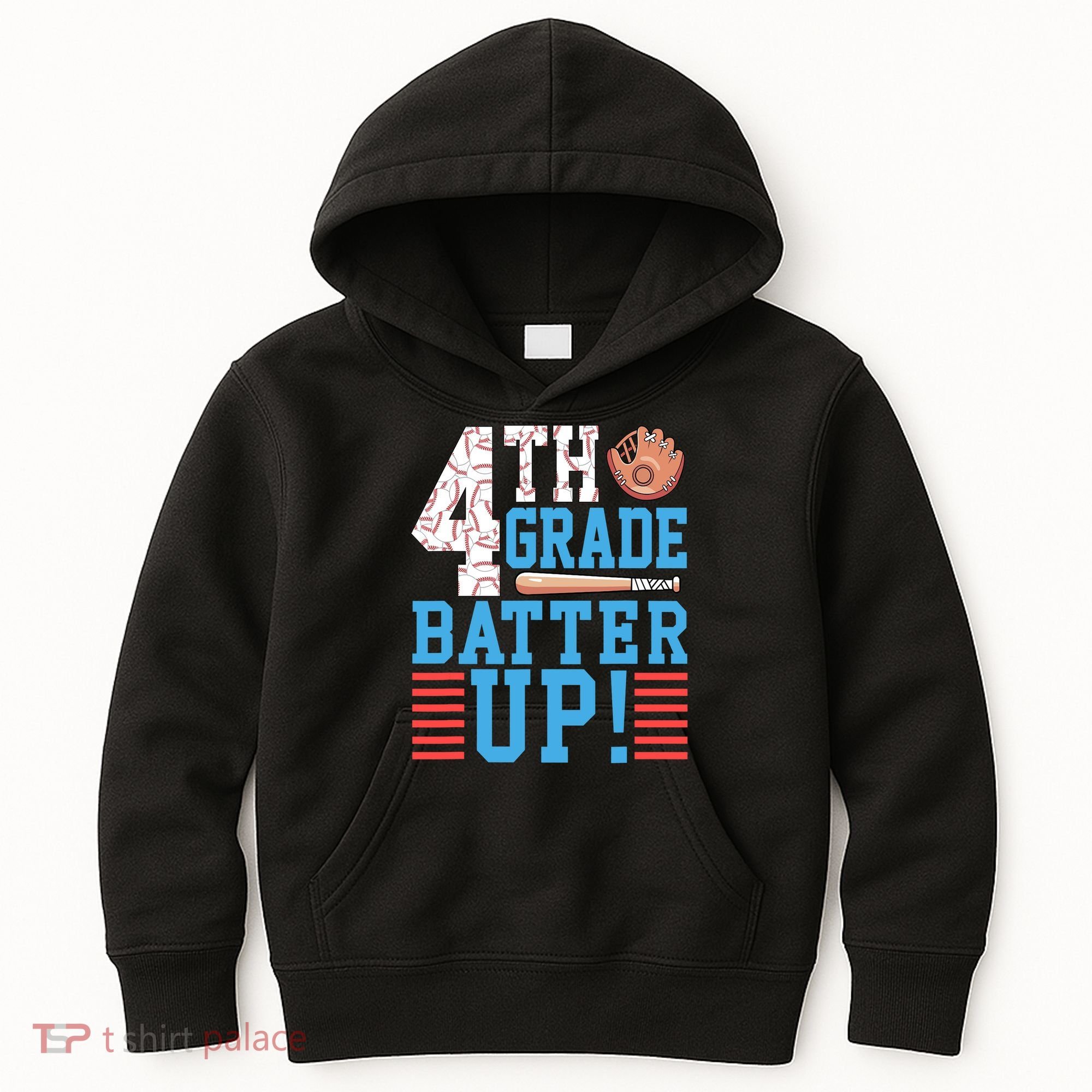 4th Grade Back To School 4th Grade Batter Up Baseball Kids Hoodie