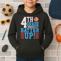 4th Grade Back To School 4th Grade Batter Up Baseball Kids Hoodie thumb 2