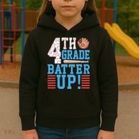 4th Grade Back To School 4th Grade Batter Up Baseball Kids Hoodie thumb 3