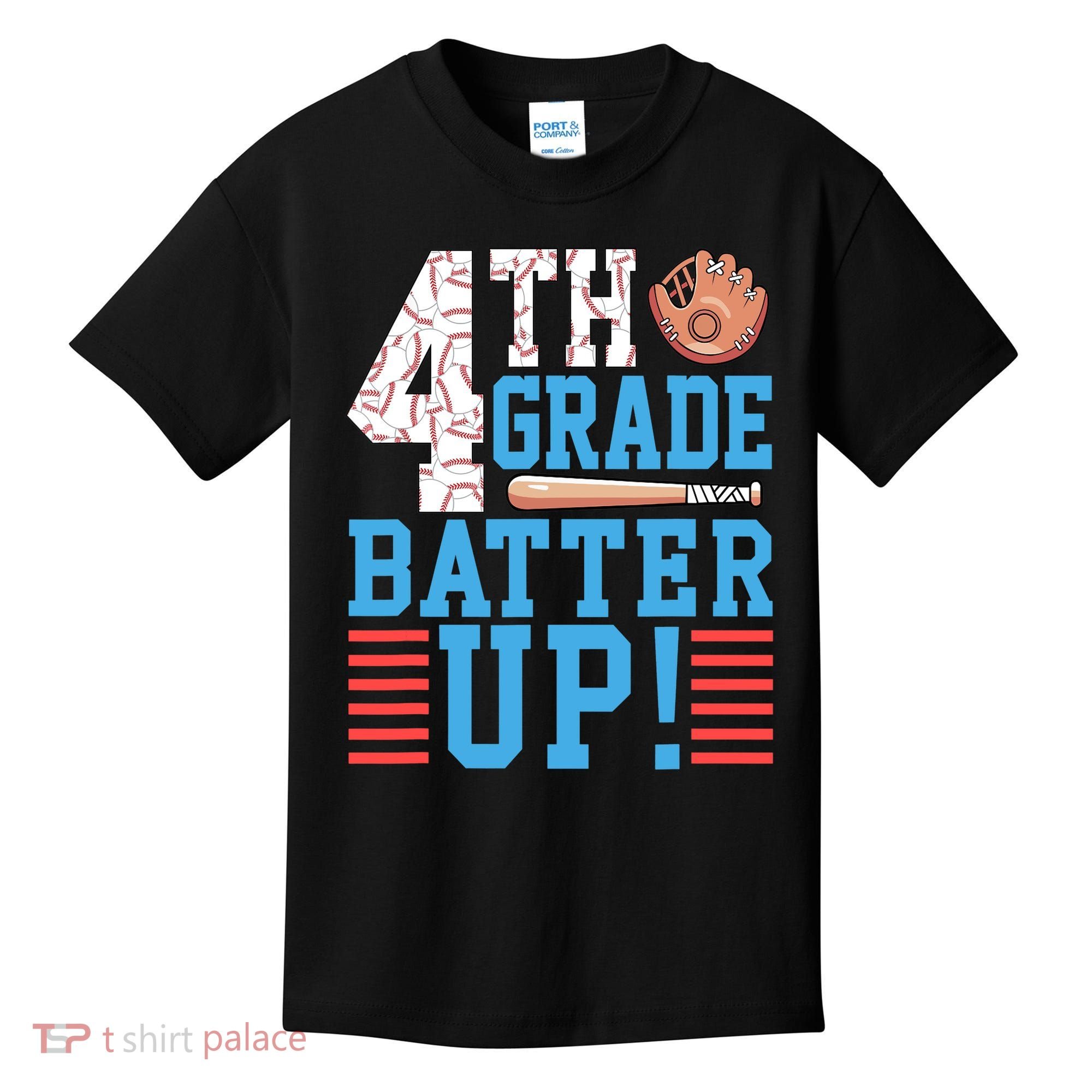 4th Grade Back To School 4th Grade Batter Up Baseball Kids T-Shirt