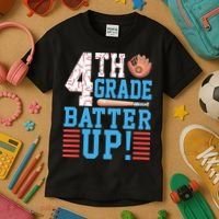 4th Grade Back To School 4th Grade Batter Up Baseball Kids T-Shirt thumb 3