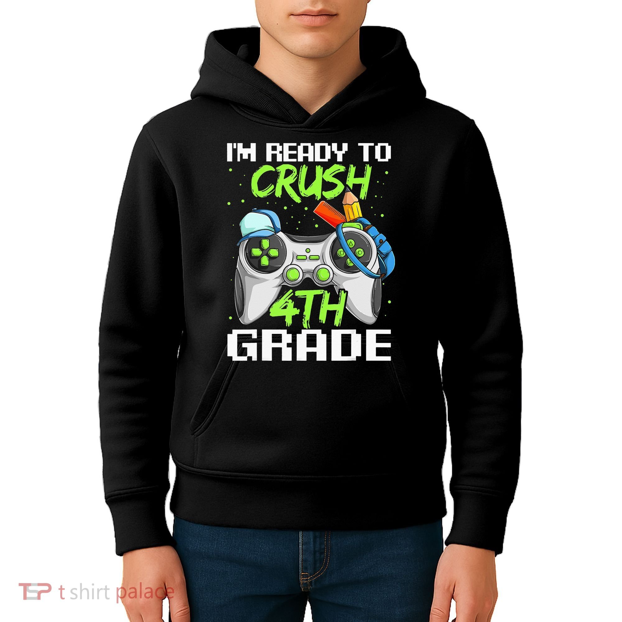 4Th Grade Gamer  Ready To Crush Fourth Grade Kids Hoodie