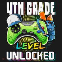 4th Grade Level Unlocked Video Game Back to School Hoodie thumb 2