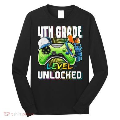 4th Grade Level Unlocked Video Game Back to School Long Sleeve Shirt