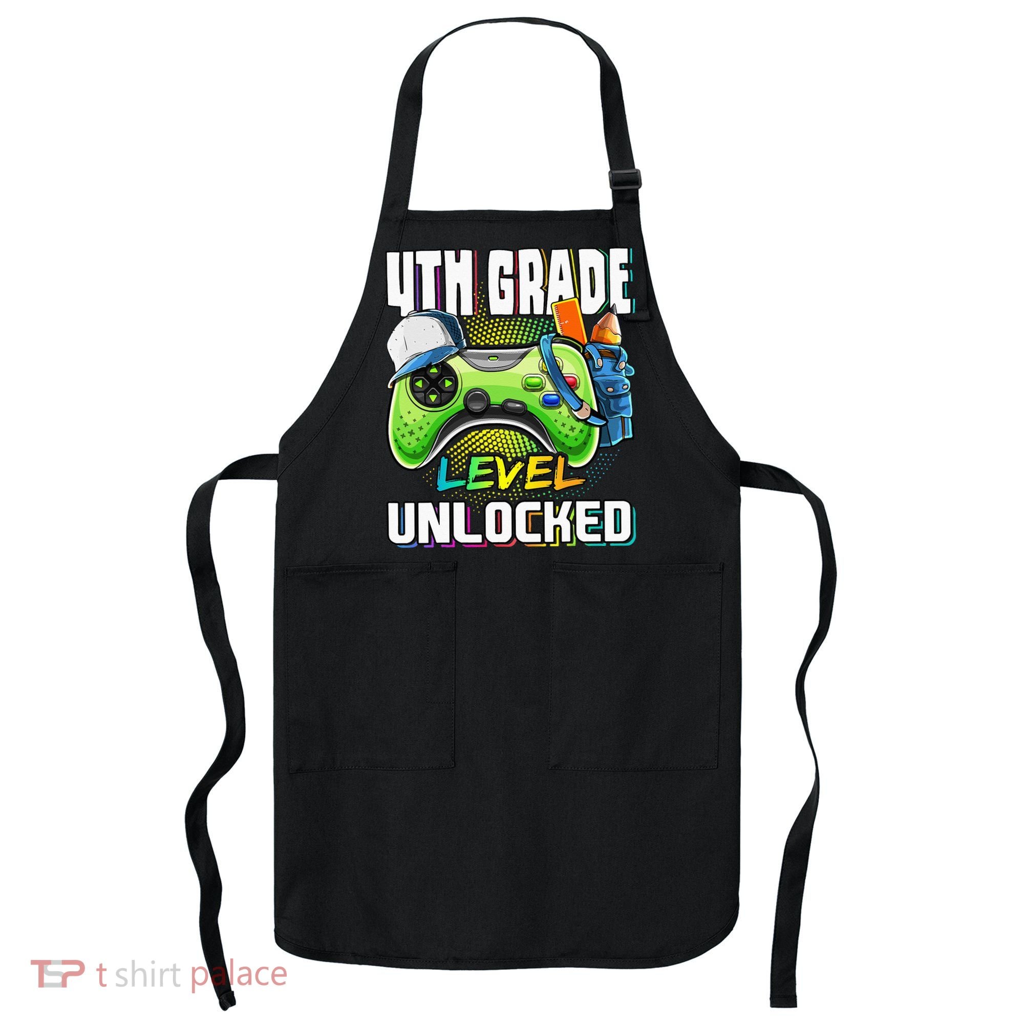 4th Grade Level Unlocked Video Game Back to School Apron