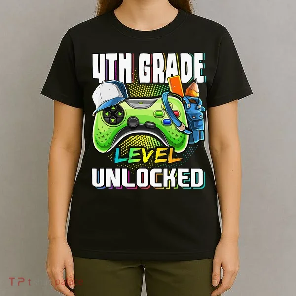 4th Grade Level Unlocked Video Game Back to School T-Shirt
