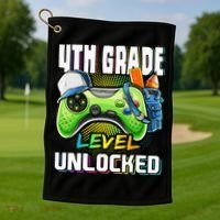 4th Grade Level Unlocked Video Game Back to School Golf Towel thumb 1