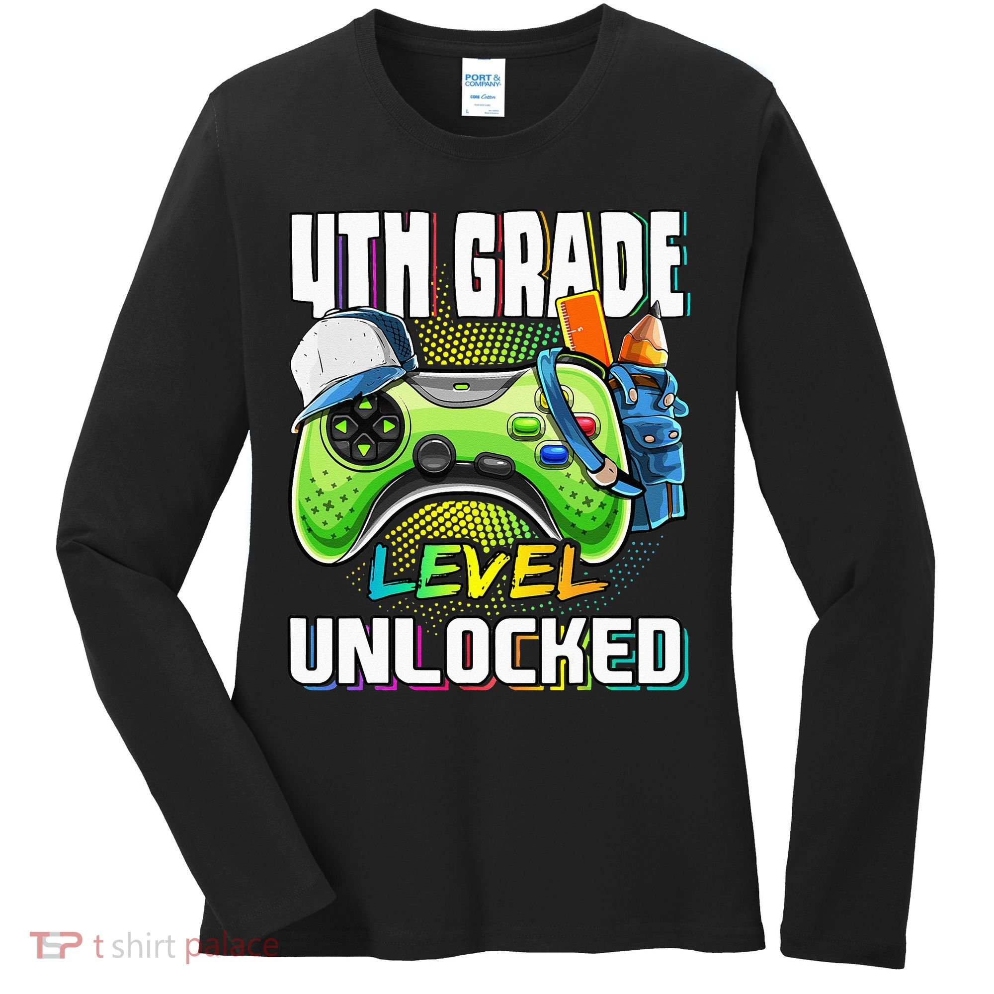 4th Grade Level Unlocked Video Game Back to School Women's Long Sleeve Shirt