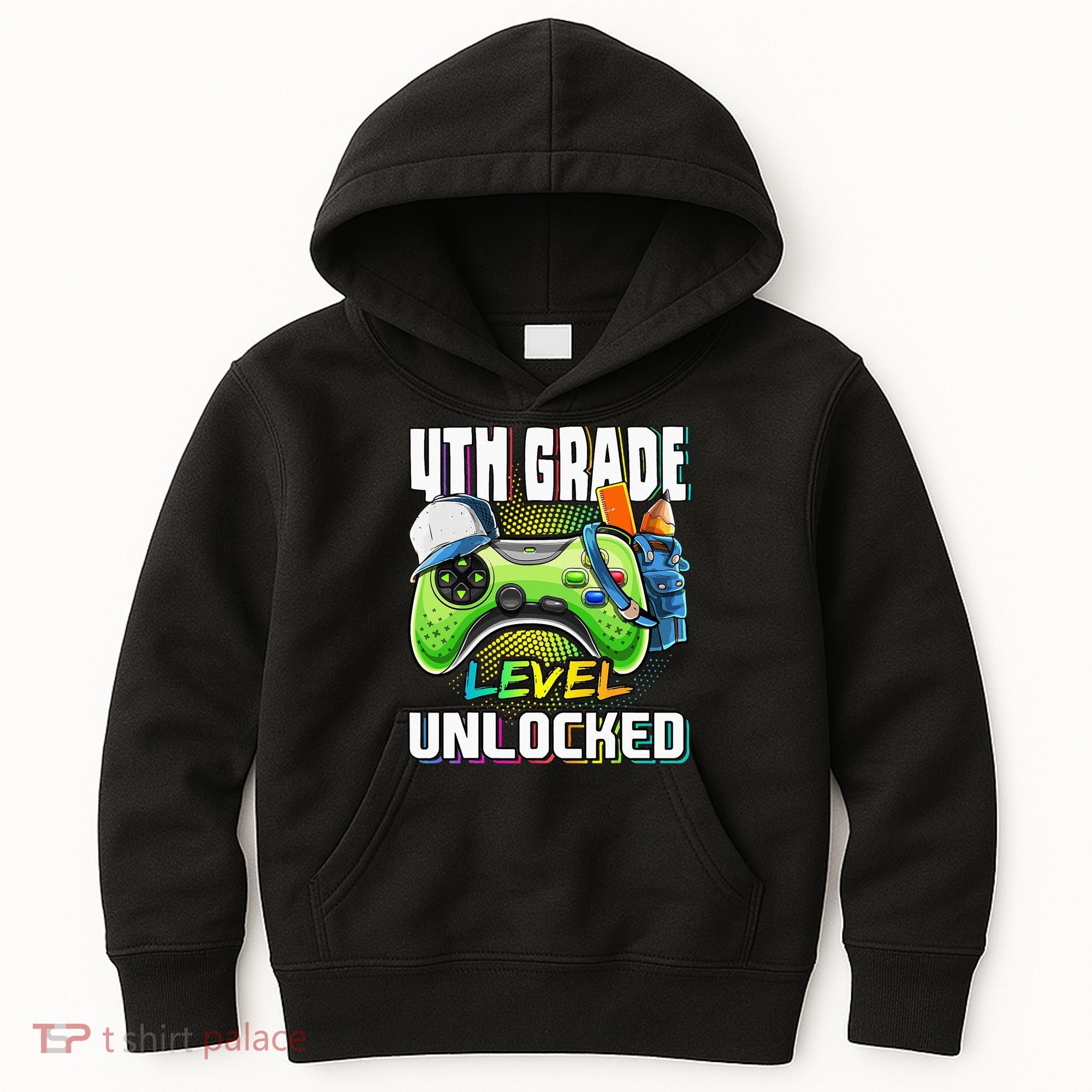 4th Grade Level Unlocked Video Game Back to School Kids Hoodie
