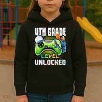 4th Grade Level Unlocked Video Game Back to School Kids Hoodie thumb 3